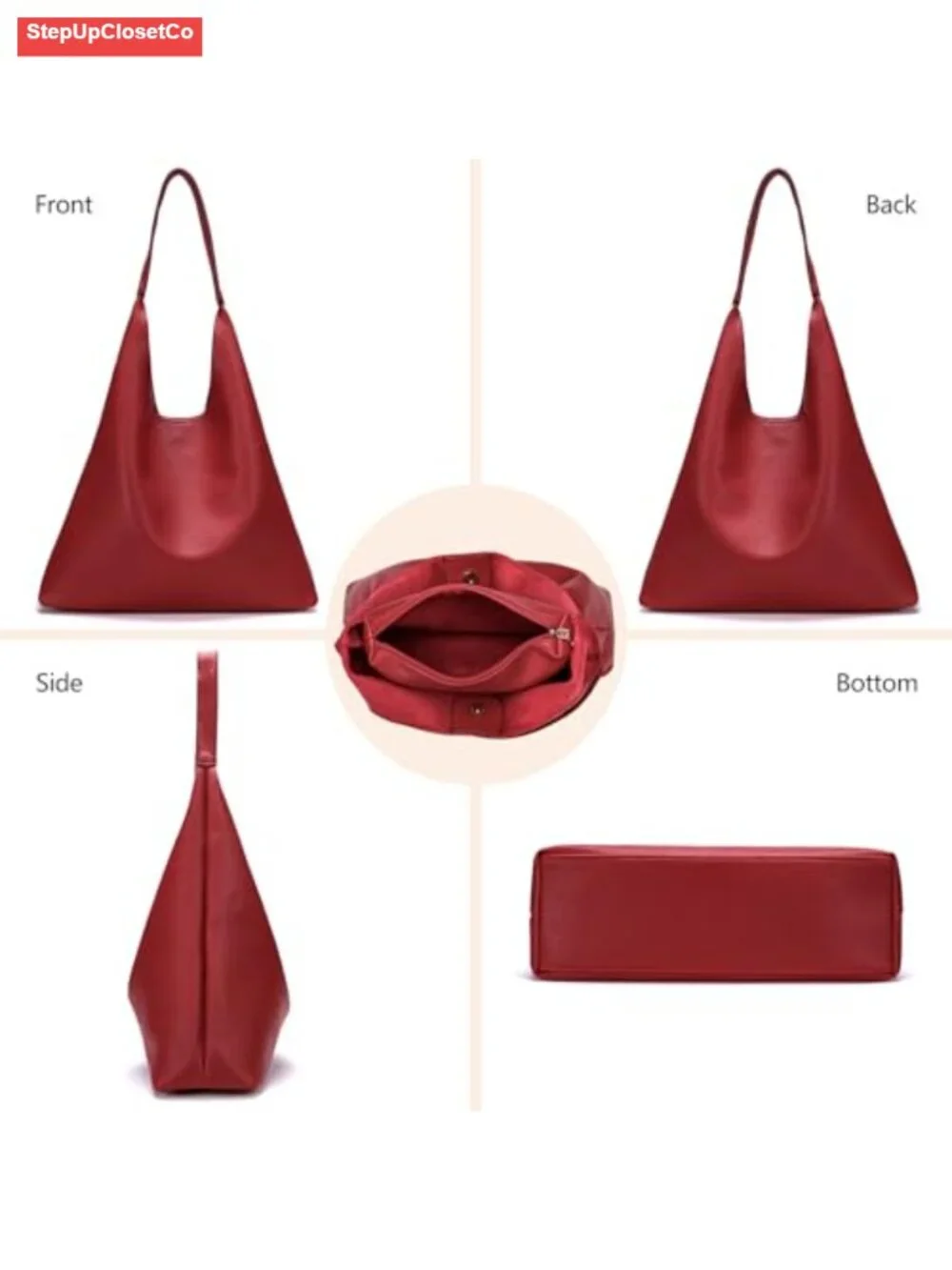 Women's Hobo Handbag Soft Faux Leather Slouchy Shoulder Tote with Cosmetic Bag